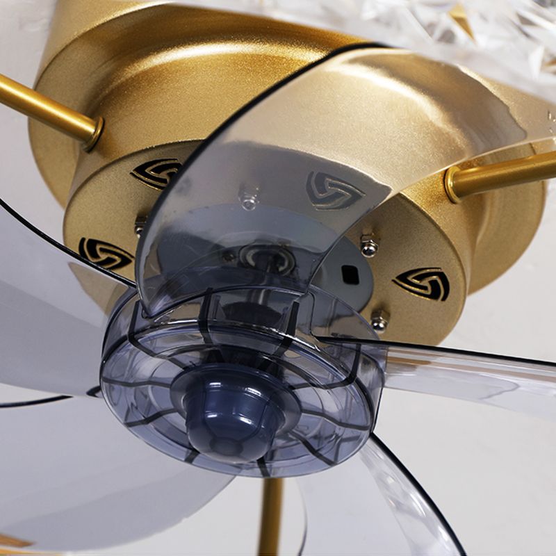 Kristallkreisförmige LED -Deckenventilatoren in der modernen Einfachheit Schmiedeeisen Flush Mount für Innenräume