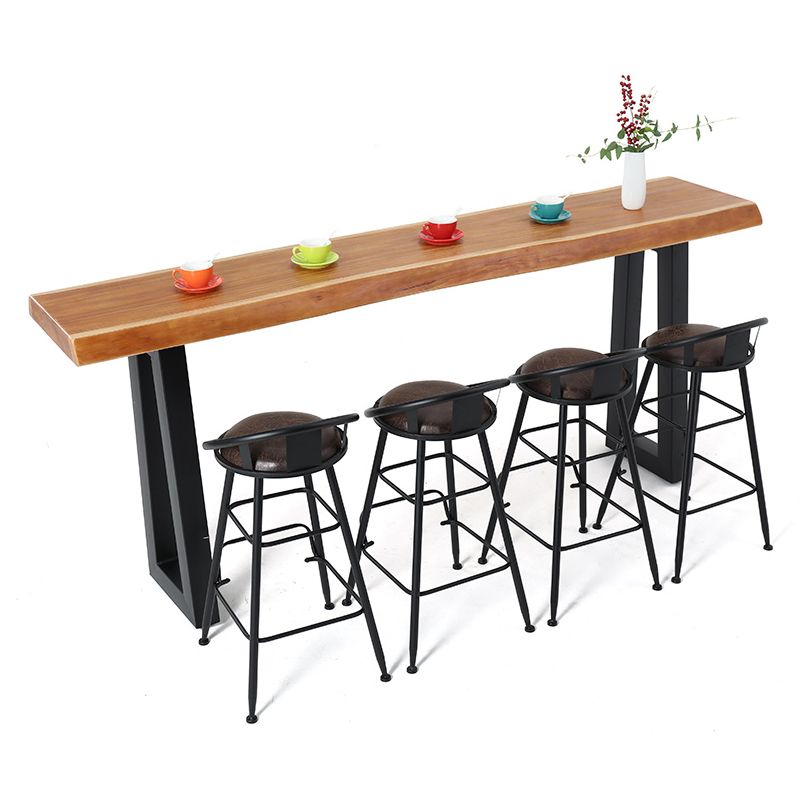 Industrial Style Pub Dining Set 1/2/5 Pcs Rectangular Solid Wood Pub Set for Home