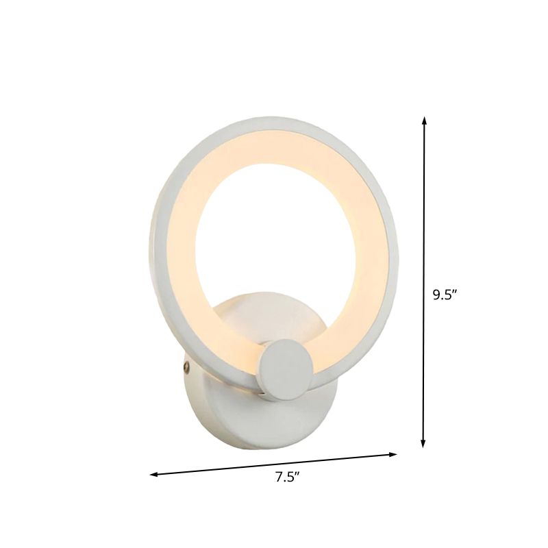 White Hoop Wall Sconce Lighting Simple LED Acrylic Wall Mounted Lamp Fixture for Corner