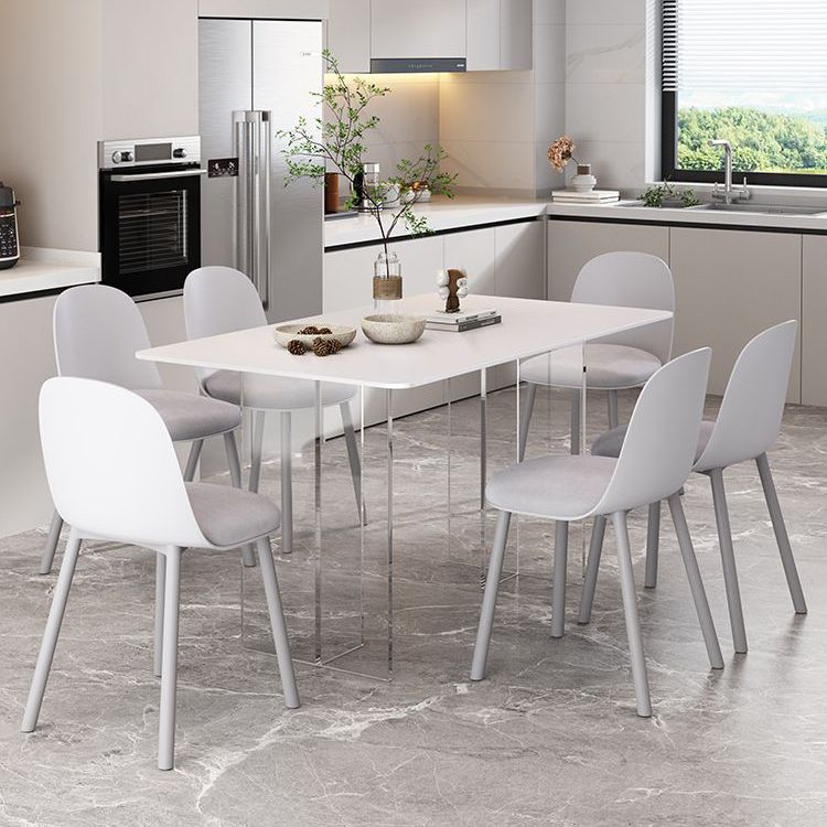 1/2/5/7 Pieces Modern Sintered Stone Top Dining Acrylic Base Set for Home