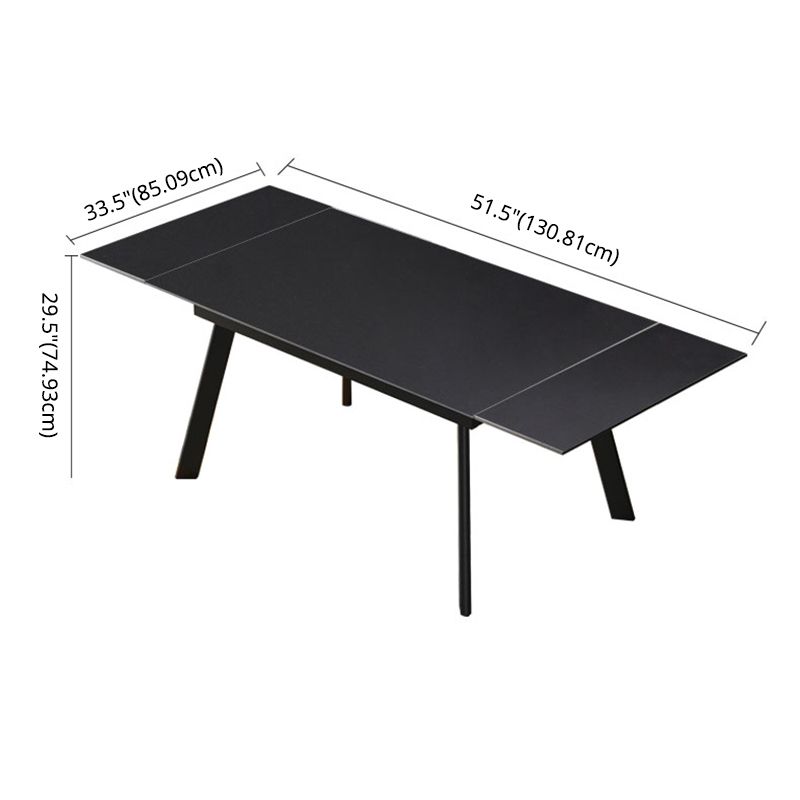 Contemporary Style Sintered Stone Dining Table with Black Fixed Table and 4 Legs Base