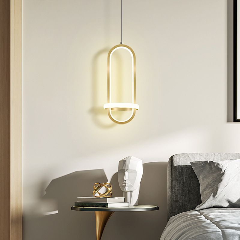 Metal Geometric Ceiling Suspension Lamp Simplicity Style LED Hanging Pendant Light
