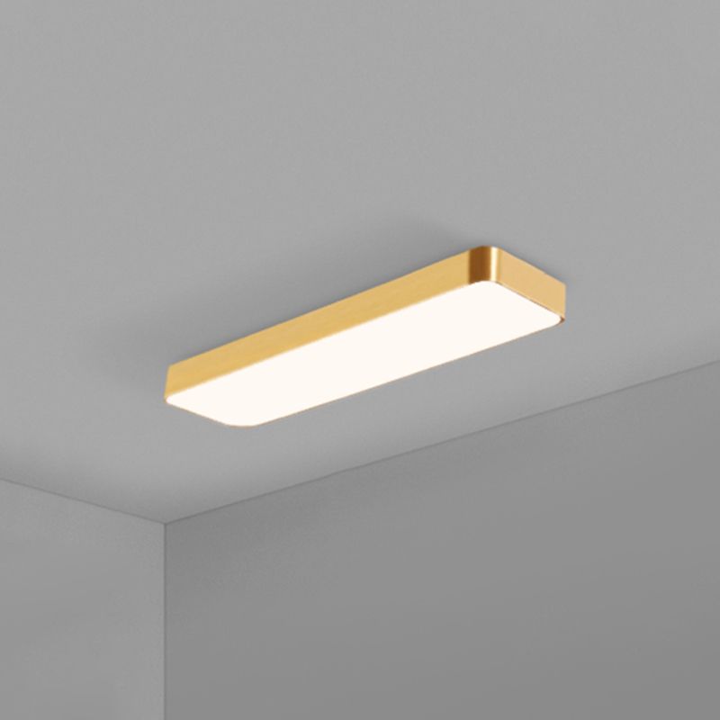 Gold Finish Rectangle Ceiling Lamp Simple Style Metal LED Flush Mount Light for Office