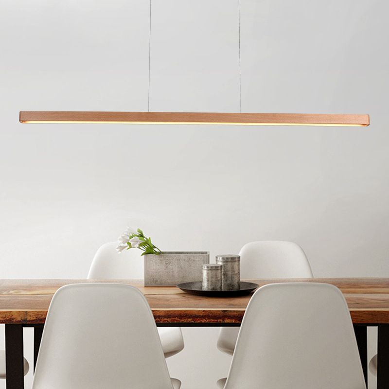 Linear Island Lighting Wood Contemporary Simplicity Pendant Lighting Fixtures for Restaurant