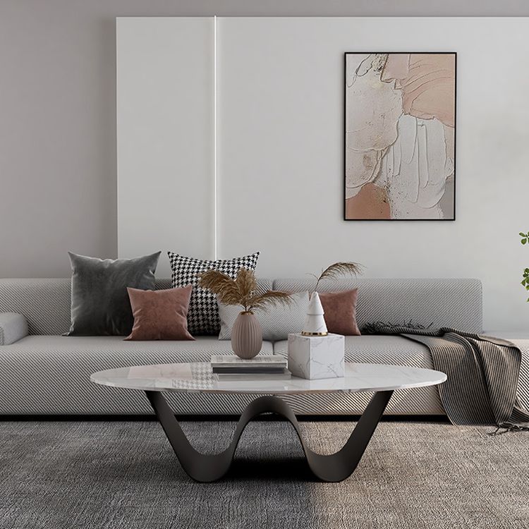 Glam Abstracts Cocktail Table Oval Coffee Cocktail Table for Home