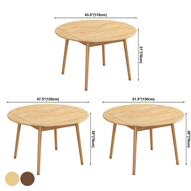 Table à manger ronde contemporaine table en bois massif en caoutchouc avec 4 jambes pour salle à manger