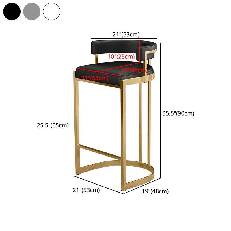 Glam Footrest Back Barstool Matte Acabado PU Cuero Matte Matte Cafetería taburete