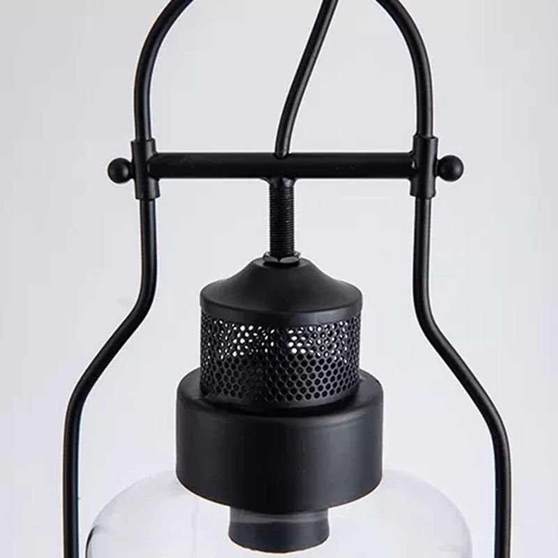 Nero 1 Light Light Light Light Industrial Cilindri Glassero Appednare lampada con giuntura in metallo