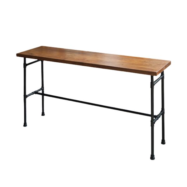 Modern Trestle Bistro Bar Desk Solid Wood and Metal Counter Wine Table for Shop
