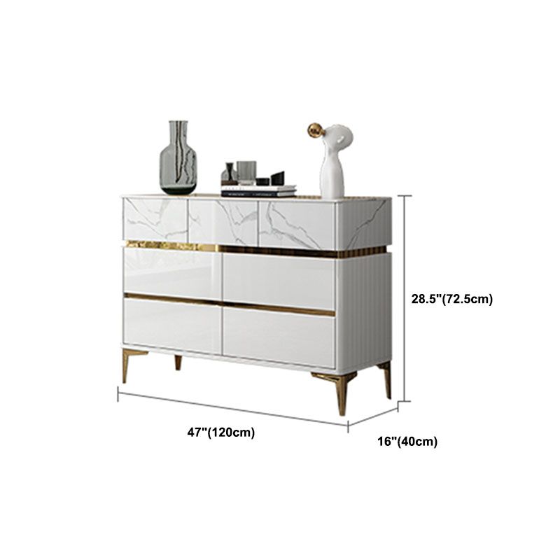 Glam Stone Bedroom Chest 16" Wide Storage Chest in White with Drawers