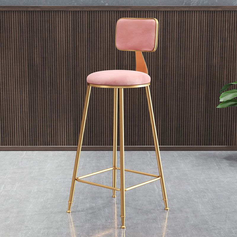 Glam Round Bar and Counter Stool Low Back Stool with 4 Legs in Gold