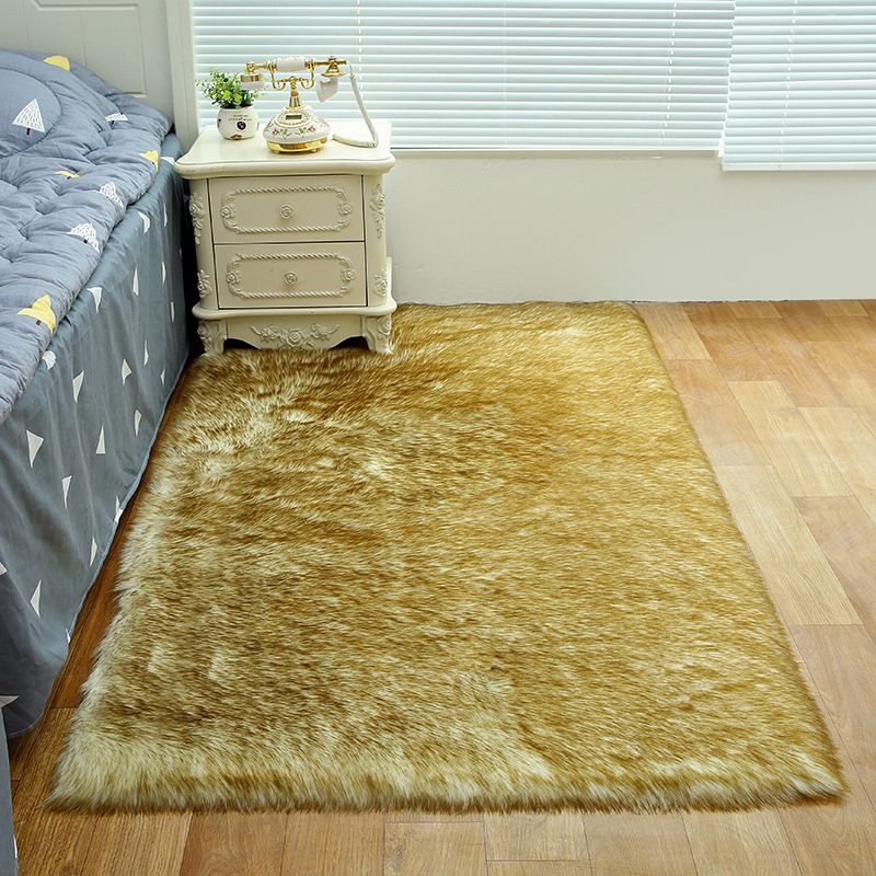 Shag Plain Rug Multi Color Simple Area Carpet Polypropylene Washable Anti-Slip Stain Resistant Rug for Room