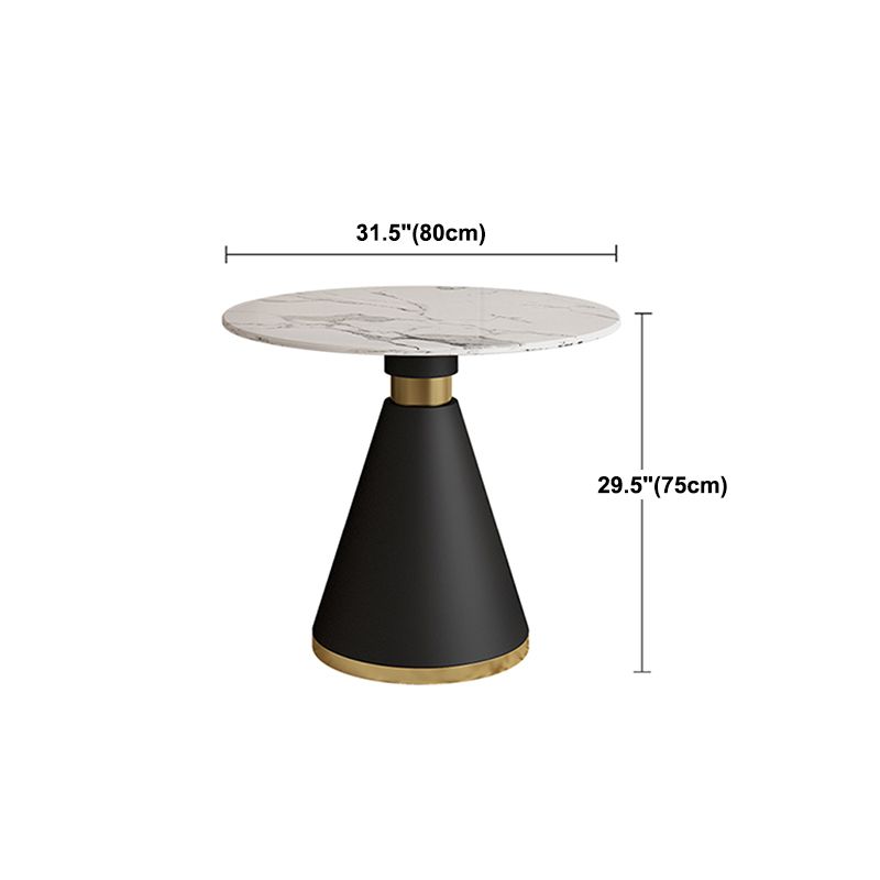 Metal Modern Round Dining Table Sintered Stone Top Table for Dining Room