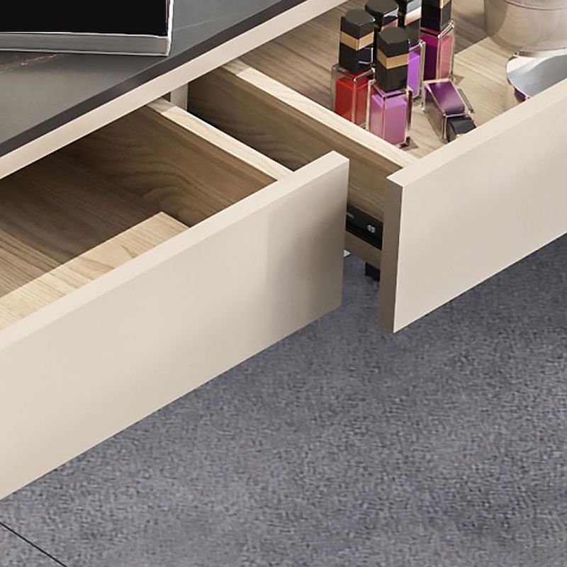 Bedroom Stone Make-up Vanity Desk 31.5"/39.37"/47.24" W, Black/Khaki Finish