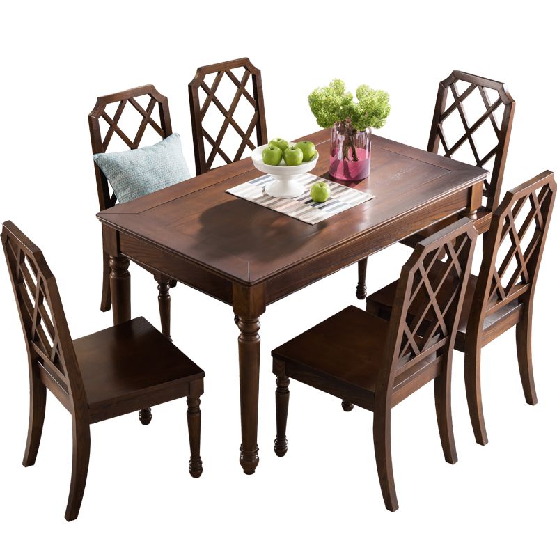 Mesa de comedor medieval de madera de fresno para restaurante, mesa rectangular con 4 patas