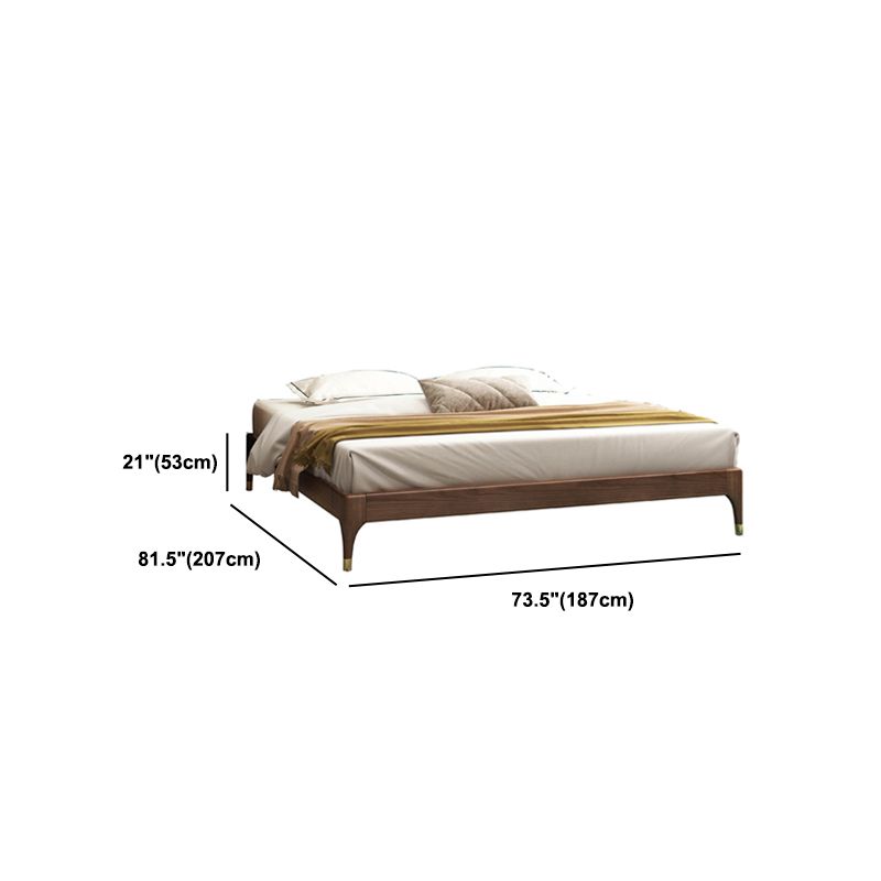 Brown Panel Bed With Custom Gold Legs Mid-Century Modern Ash Bed Without Headboard