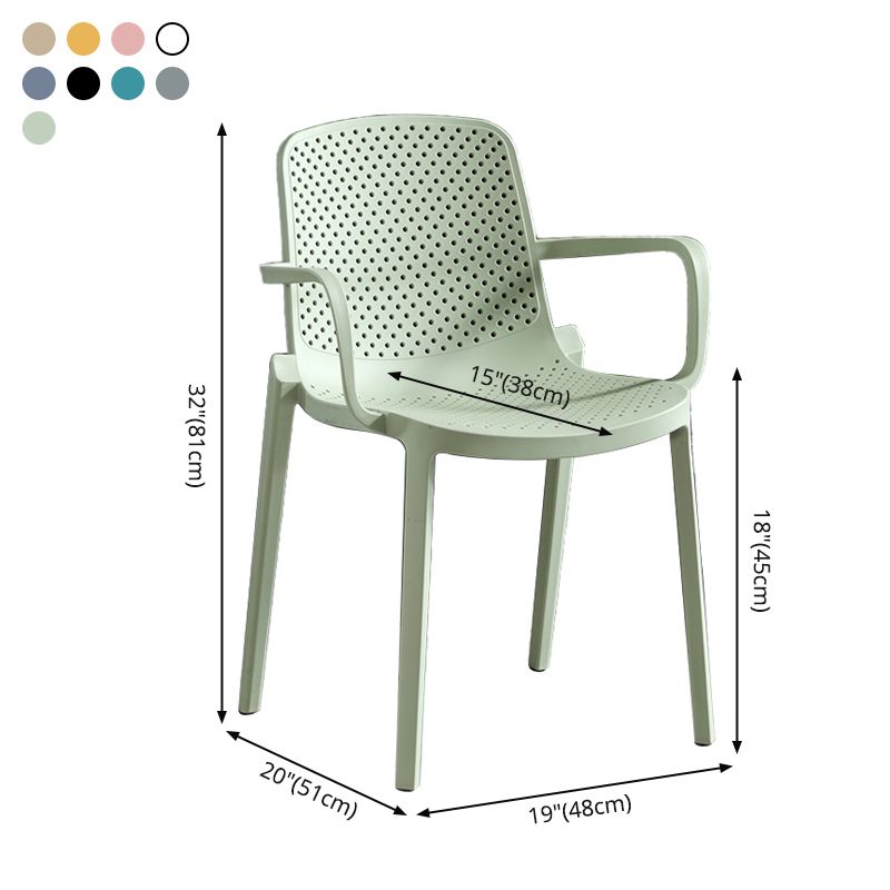 Sillas de comedor escandinavas Sillones con respaldo sólido de plástico (juego de 4)