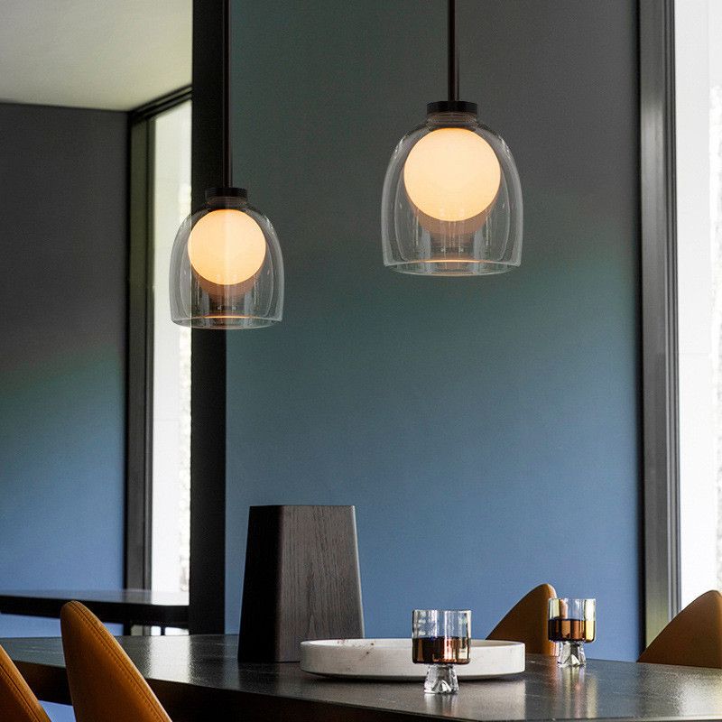 Shaded Pendant Light Fixture Minimalist Style Glass Hanging Pendant Light for Dinning Room