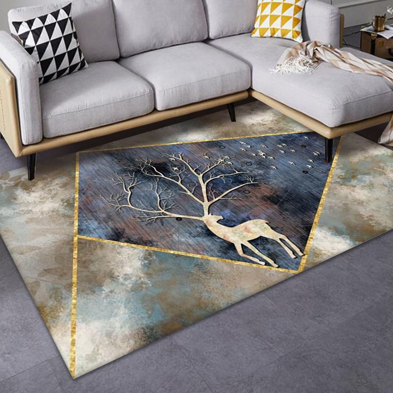Tapis de tapis moderne en or tapis lavable en polyester pour le salon