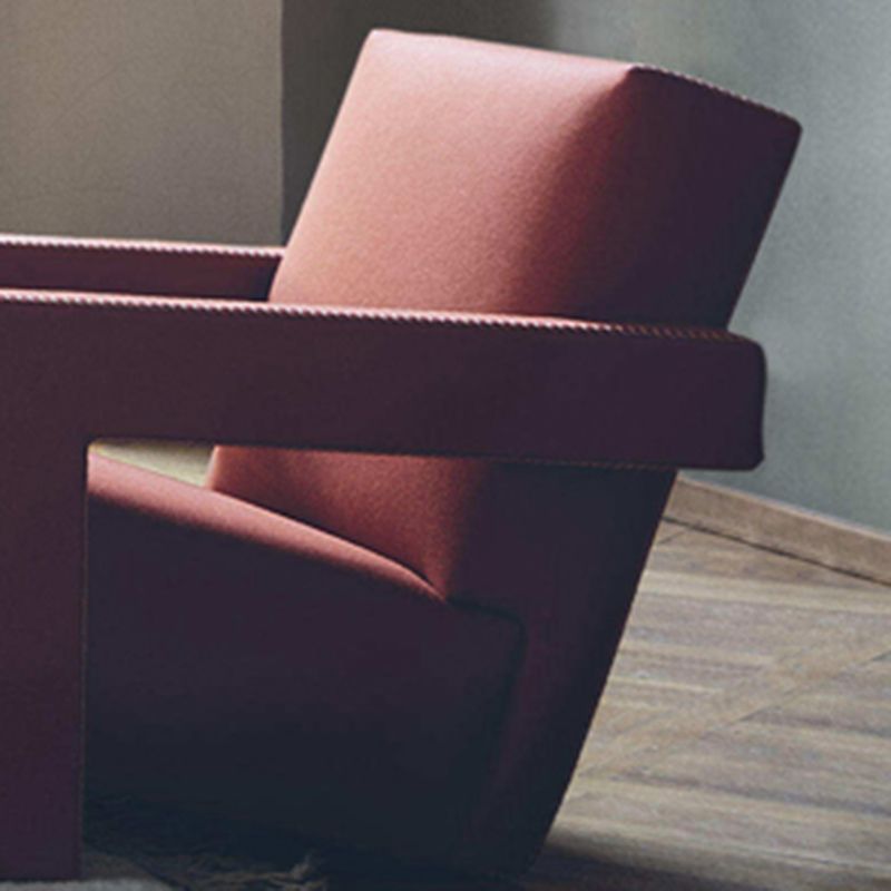 Solid Color Lounge Chair Living Room Square Arms Armchair with Legs