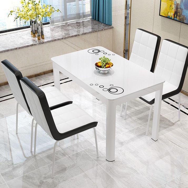 Modern Glass Table Rectangle White Base Dining Table for Kitchen