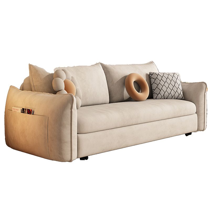 Convertible Faux Leather Contemporary Square Arm Bed Settee in Grey