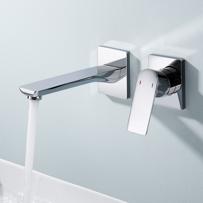 Lever Handle Wall Mounted Bathroom Faucet Modern Faucet with Hot and Cold Indication