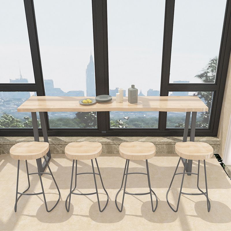 Rectangle Solid Wood Bar Table Set Modern 1/5 Pieces Counter Table with Backless Stools