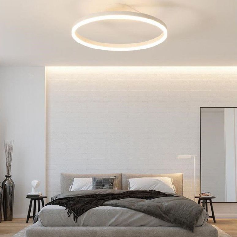 Acrylic Semi Flush Light Fixtures Oval Ring Modern Simplicity Bedroom Ceiling Flush Mount Lights