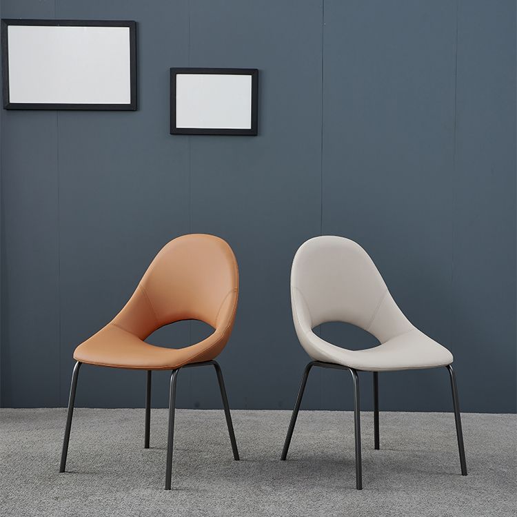 Industrial Dining Chair with Metal Legs Open Back Side Chair for Home