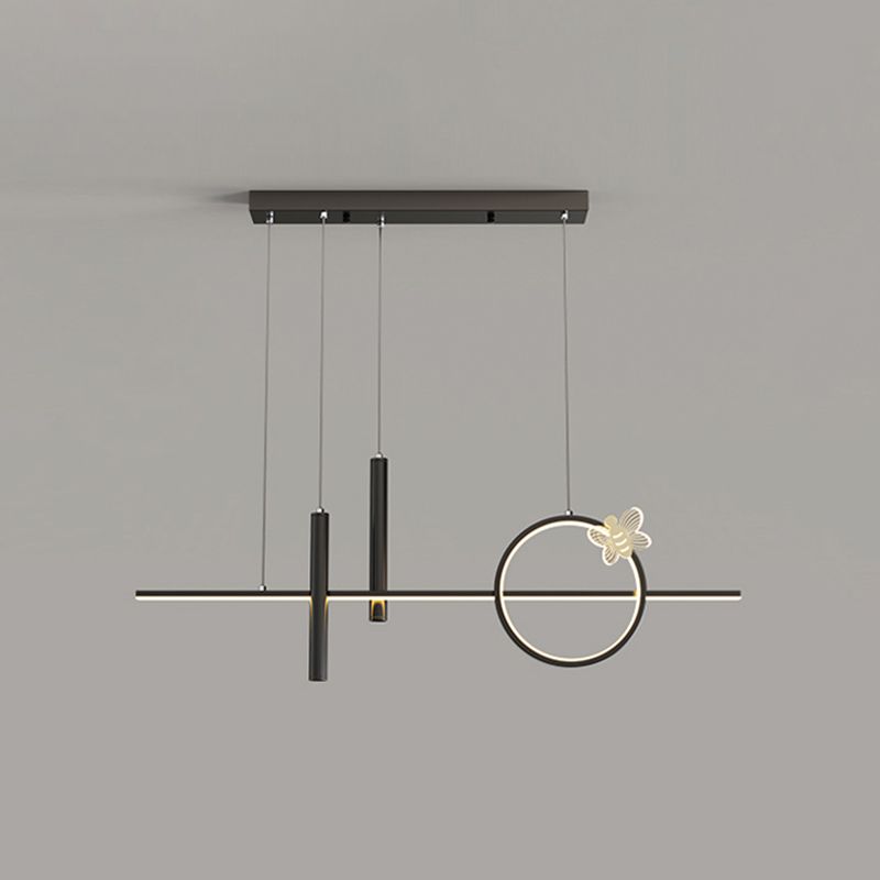 Contemporary Island Light Linear Metal 4 Light Island Chandelier Lights