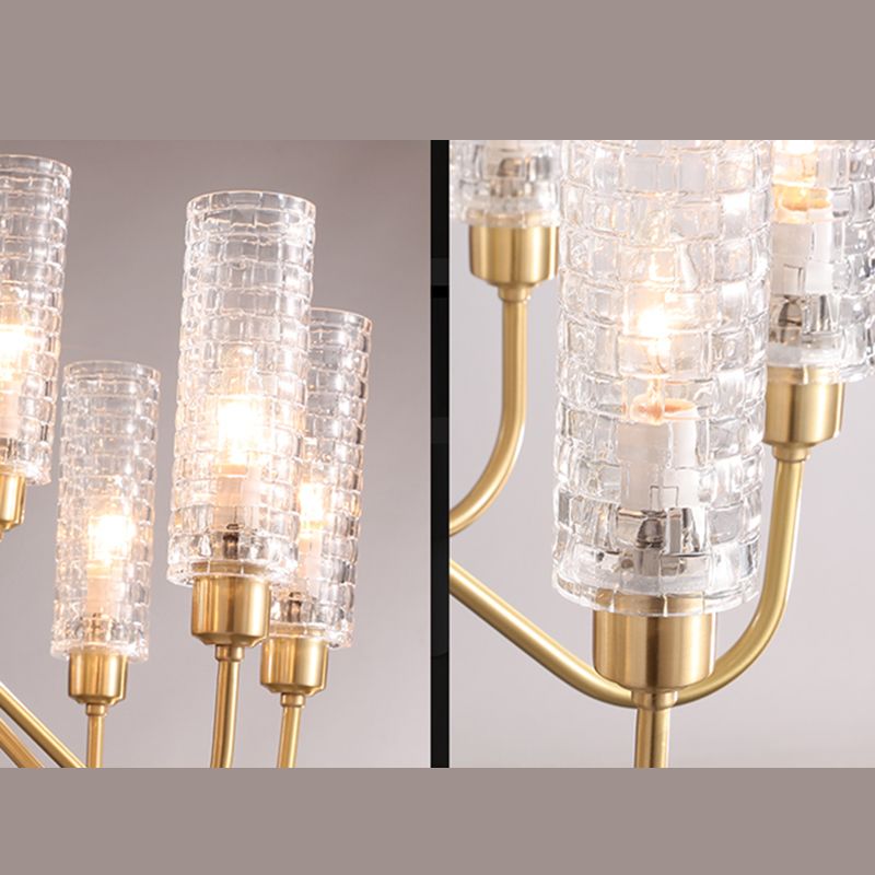 American Style Chandelier Glass Multi Light Hanging Light with Brass for Bedroom