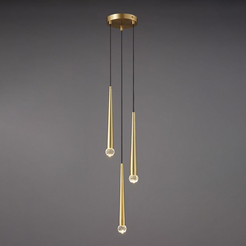 Lámpara de suspensión de techo cónico de estilo de cristal de estilo moderno