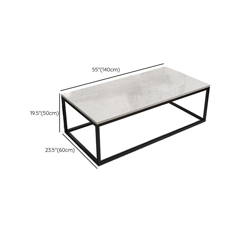 Marble Metal Frame Coffee Table Luxurious Rectangular Cocktail Table