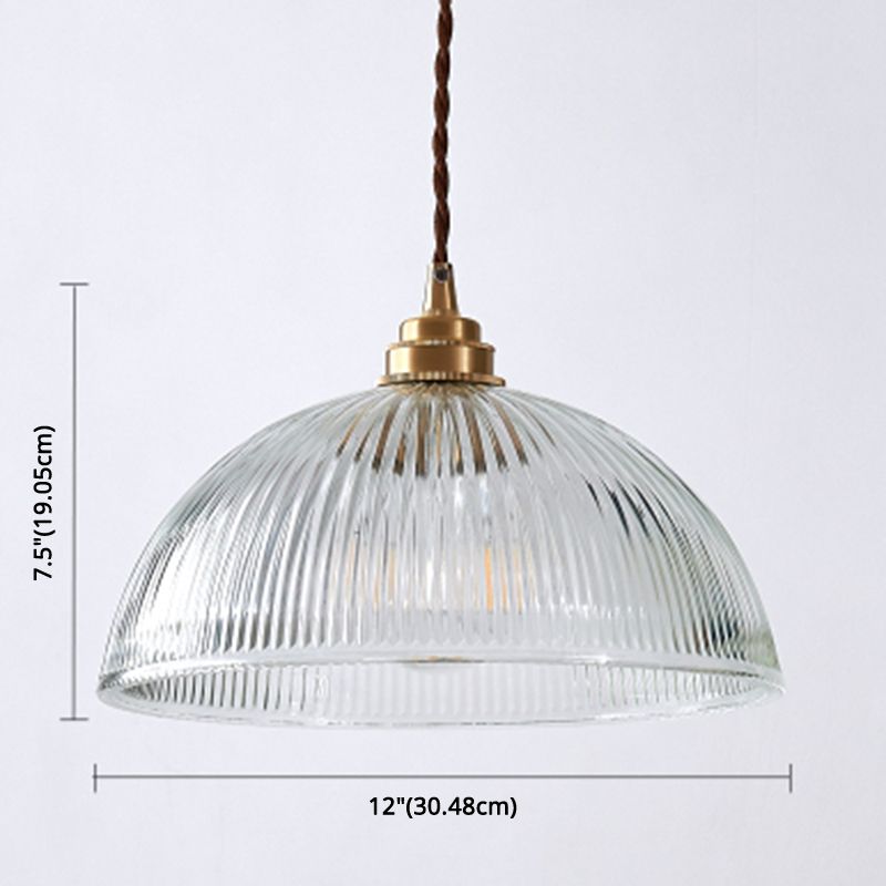 Retro Industrial 1 Light Pendant Prismatic Glass Dome Pendant Lighting  for Living Room