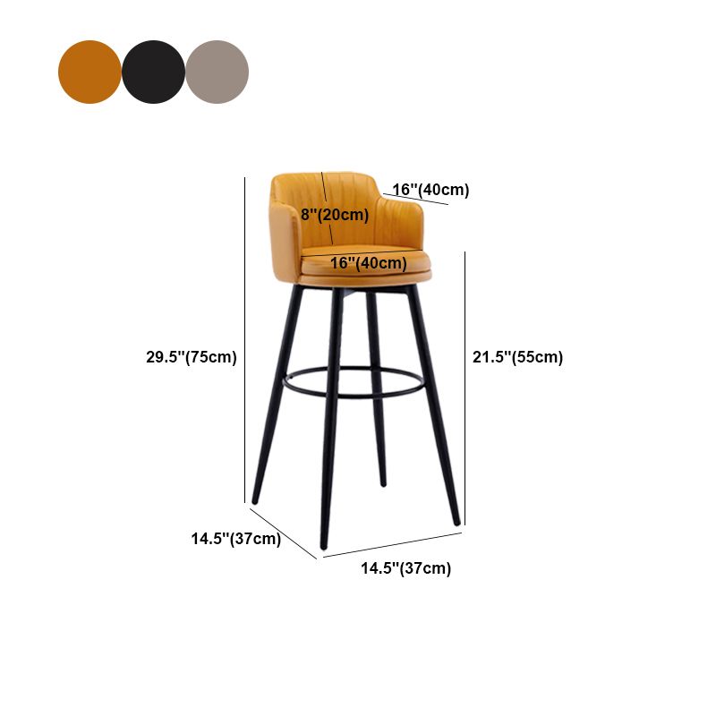 Contemporary Swivel Bar Stool Upholstered Leather Stools with Footrest