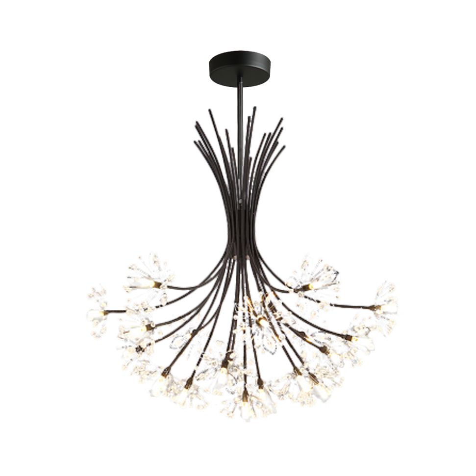 Lampada il lampadario in perline di cristallo trasparente con design bouquet moderno 13/19 luci nere/cromo lampada sospesa