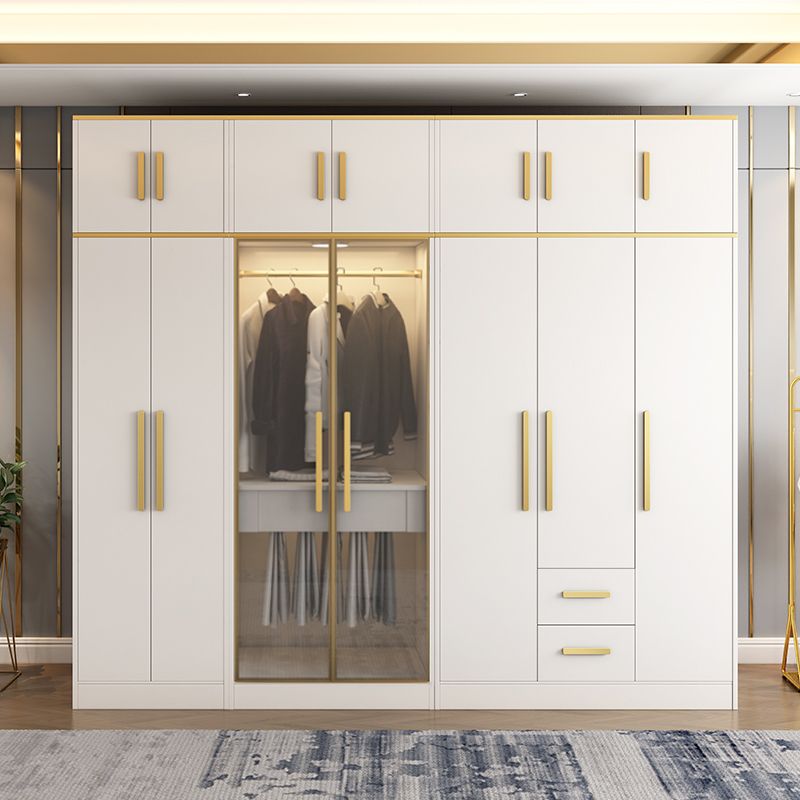 Contemporary Style Wardrobe Wooden Cloth Rod Included Wardrobe Closet for Bedroom