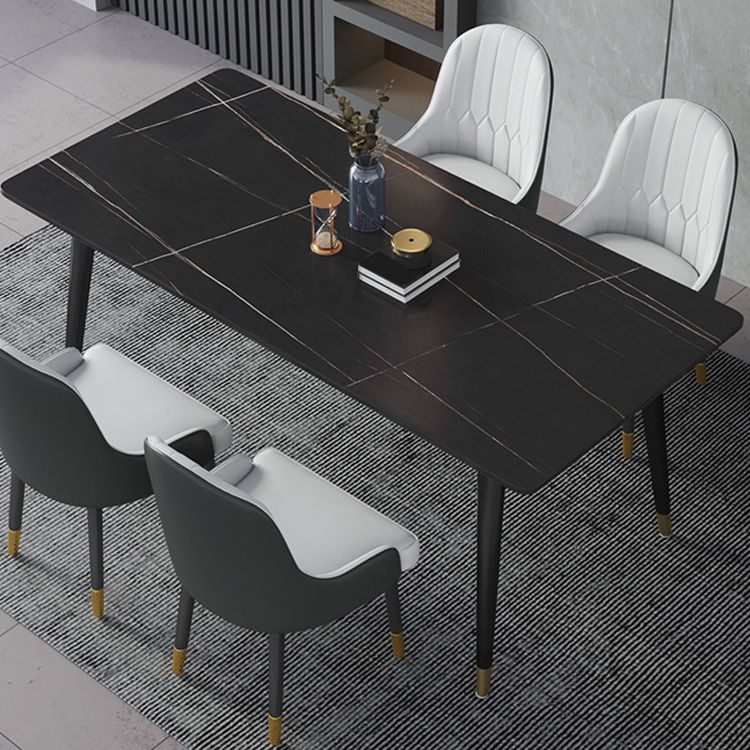 Rectangle Dining Table Stone Top Dining Table with Iron Base