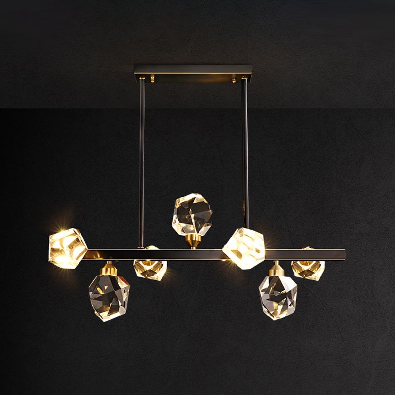 Modern Style Simple Island Pendant Geometric Shade Crystal Island Light for Restaurant