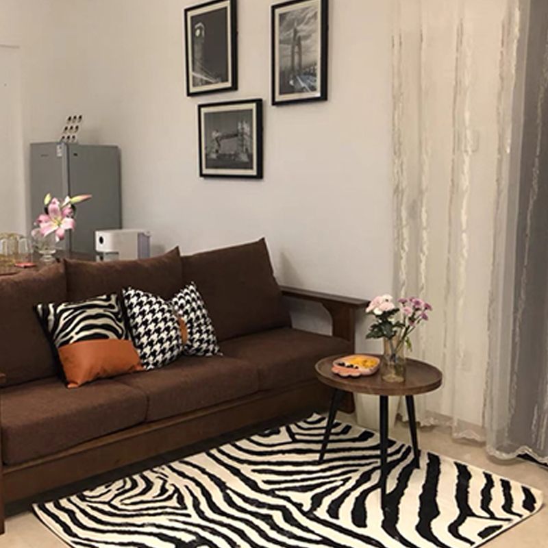 Stylish Area Carpet Trendy Zebra Print Indoor Rug Polyester Stain Resistant Carpet for Home Decor