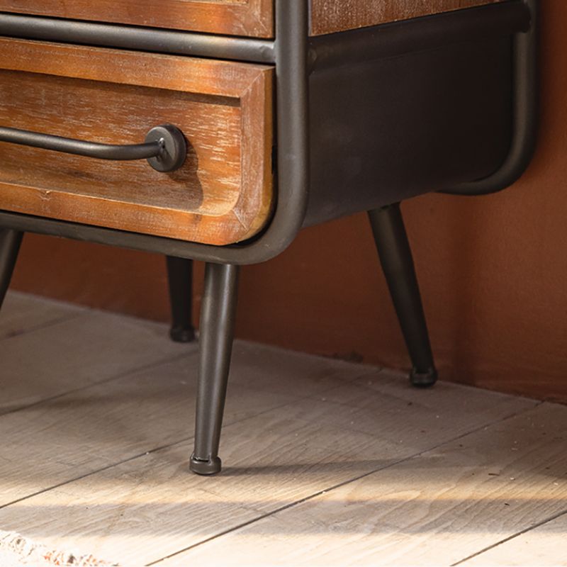 Industrial Rectangle Solid Wood With Doors Cabinet Distressed Wood Accent Cabinet