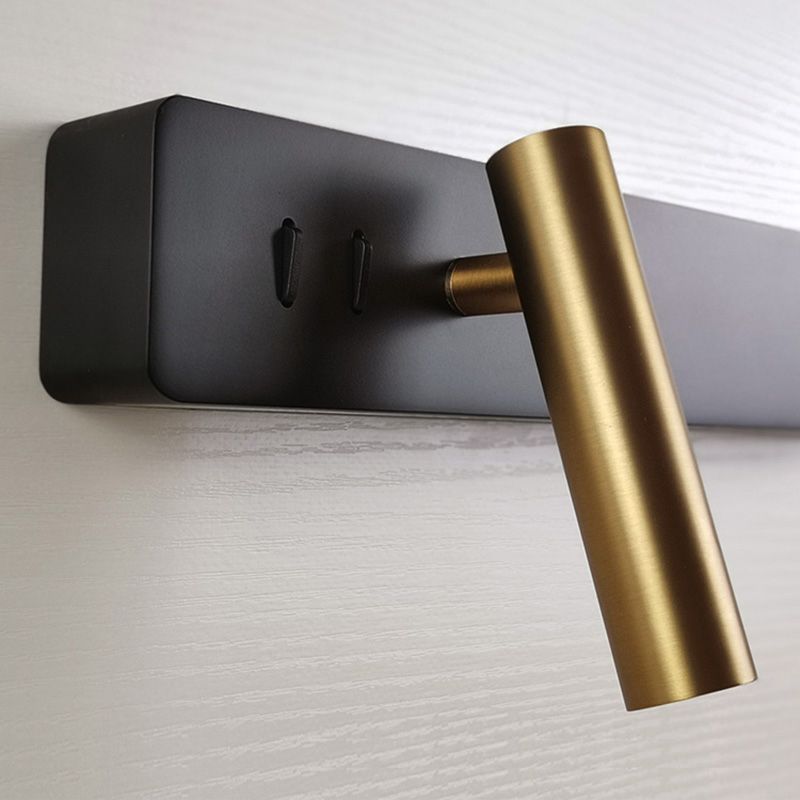 Rechteckige LED -Lesen Wandleuchte im modernen prägnanten Stil Metallwandleuchten mit Aluminiumschatten