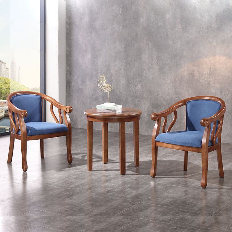 Silla de comedor de madera tradicional, silla de comedor de tela de lino para uso en restaurantes