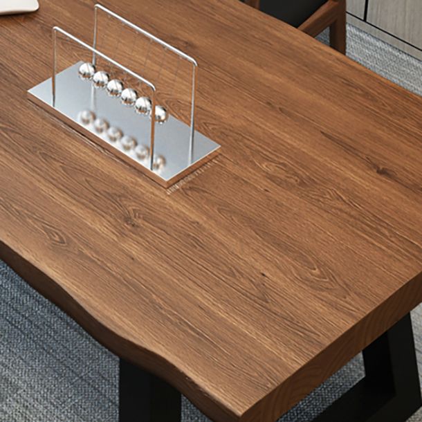 Solid Wood Writing Desk Brown Modern Style Meeting Office Desk
