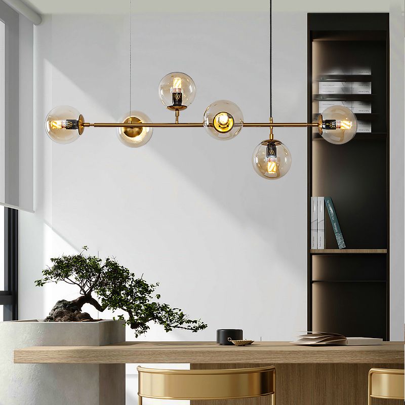 Multi Lights Island Light Modern Island Hanging Light with Glass Shade for Dining Room
