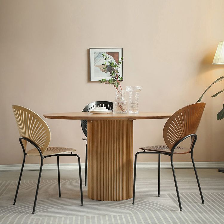 1/2/3/4 pc's houten moderne eetkamer set met ronde tafel en metalen stoelen dinette set
