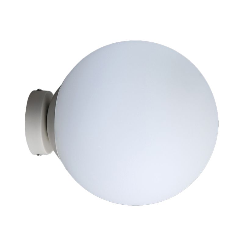Luz de la plataforma esférica Minimalismo de vidrio blanco 1 Iluminación montada en la pared de bulbo para balcón, 10 "/11.5"/13 "de ancho