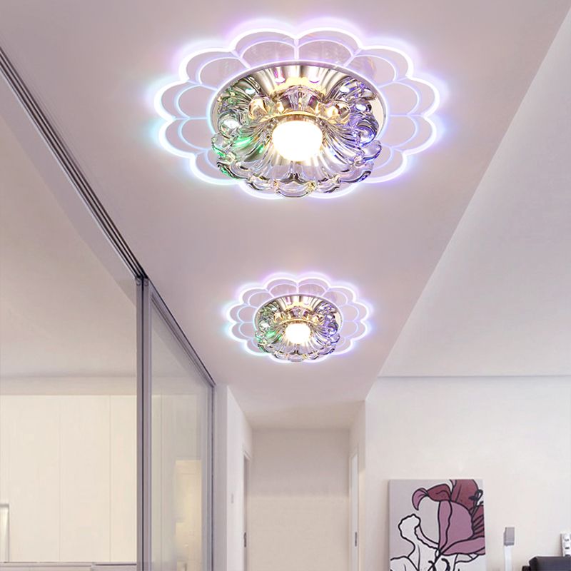 Flower Shade LED Flush Mount Licht Einfachheit Kristall Korridor Flush Mount Deckenleuchte in Clear