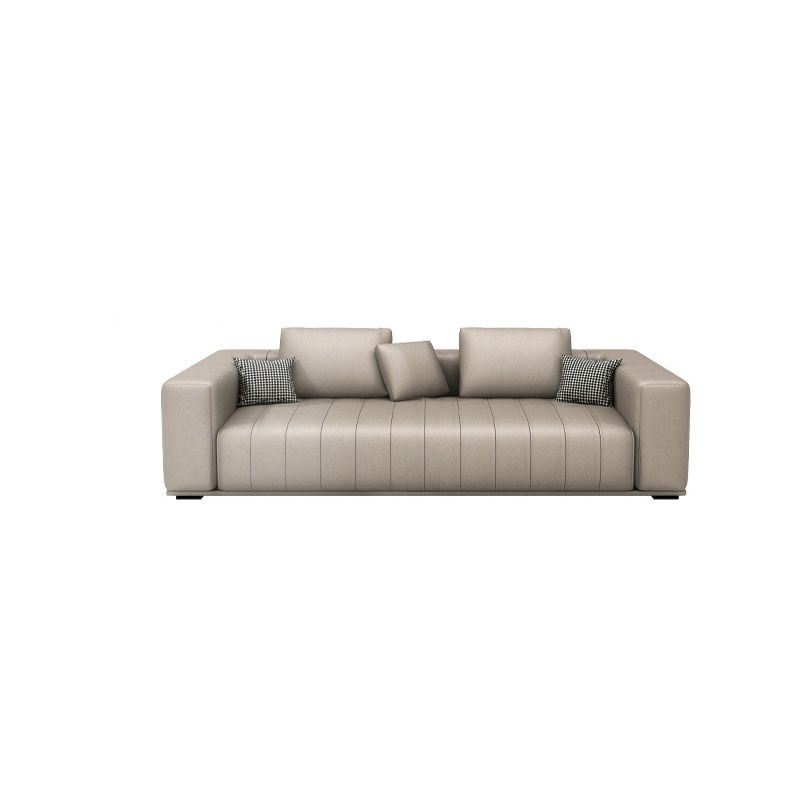 Cream Faux Leather Square Arm Sofa/Sectionals with water proof for Living Room
